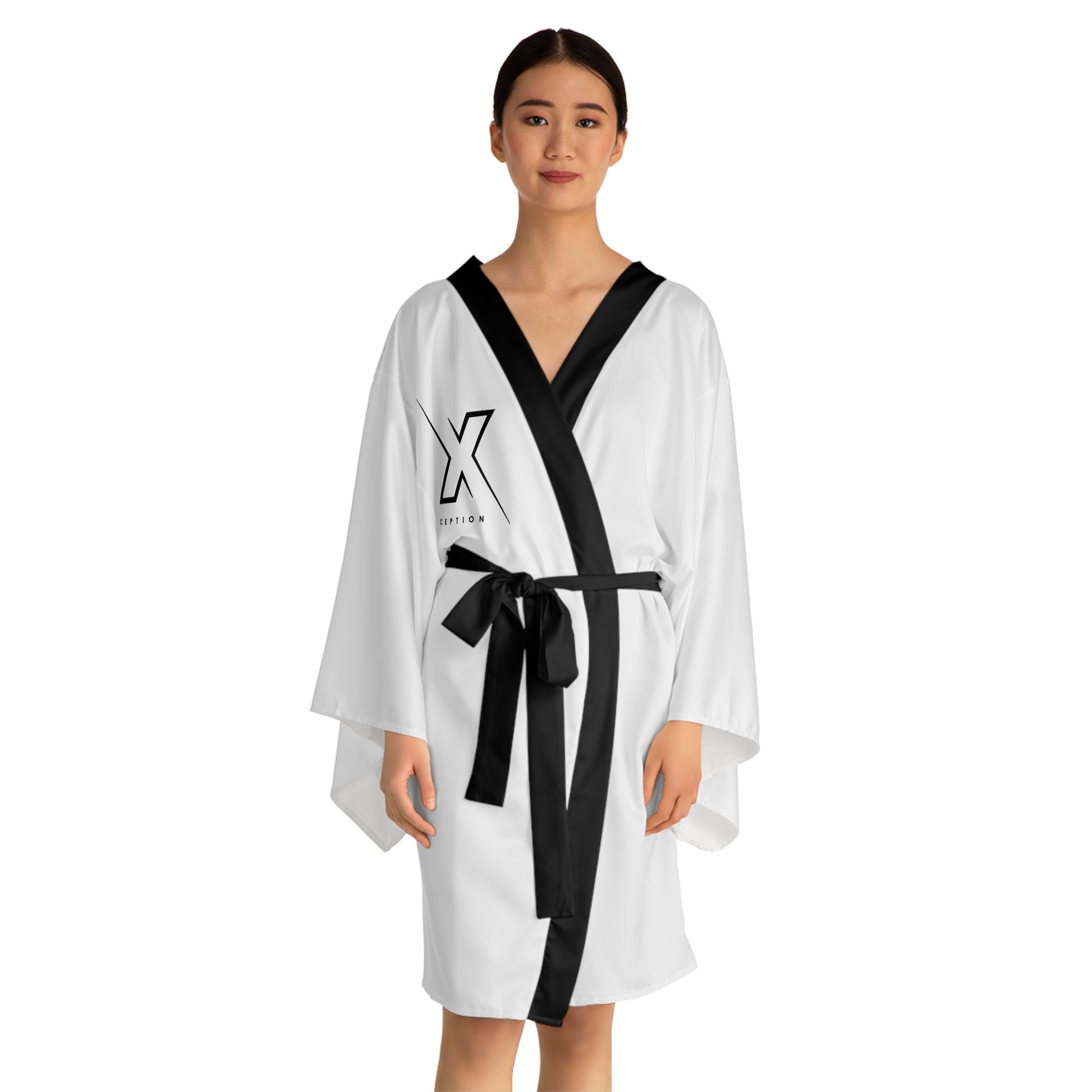 Élégant peignoir kimono à manches longues X-CEPTION, vêtement de détente léger, cadeau spa relaxant, style maison moderne, cadeau douillet pour elle