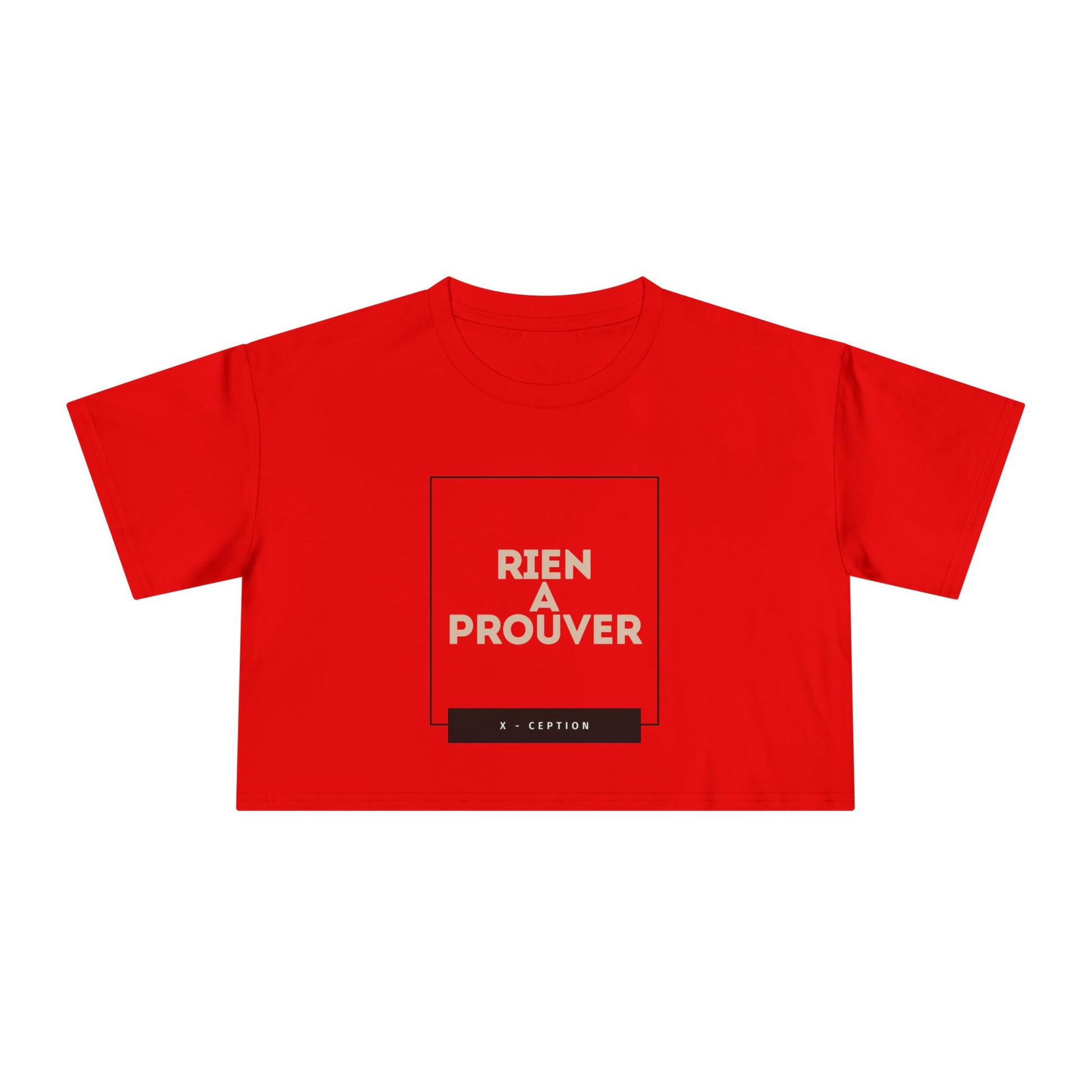 T-shirt court chic X-CEPTION pour femme, design tendance, mode quotidienne, tenue décontractée, style urbain, cadeau pour elle, essentiel pour l'été