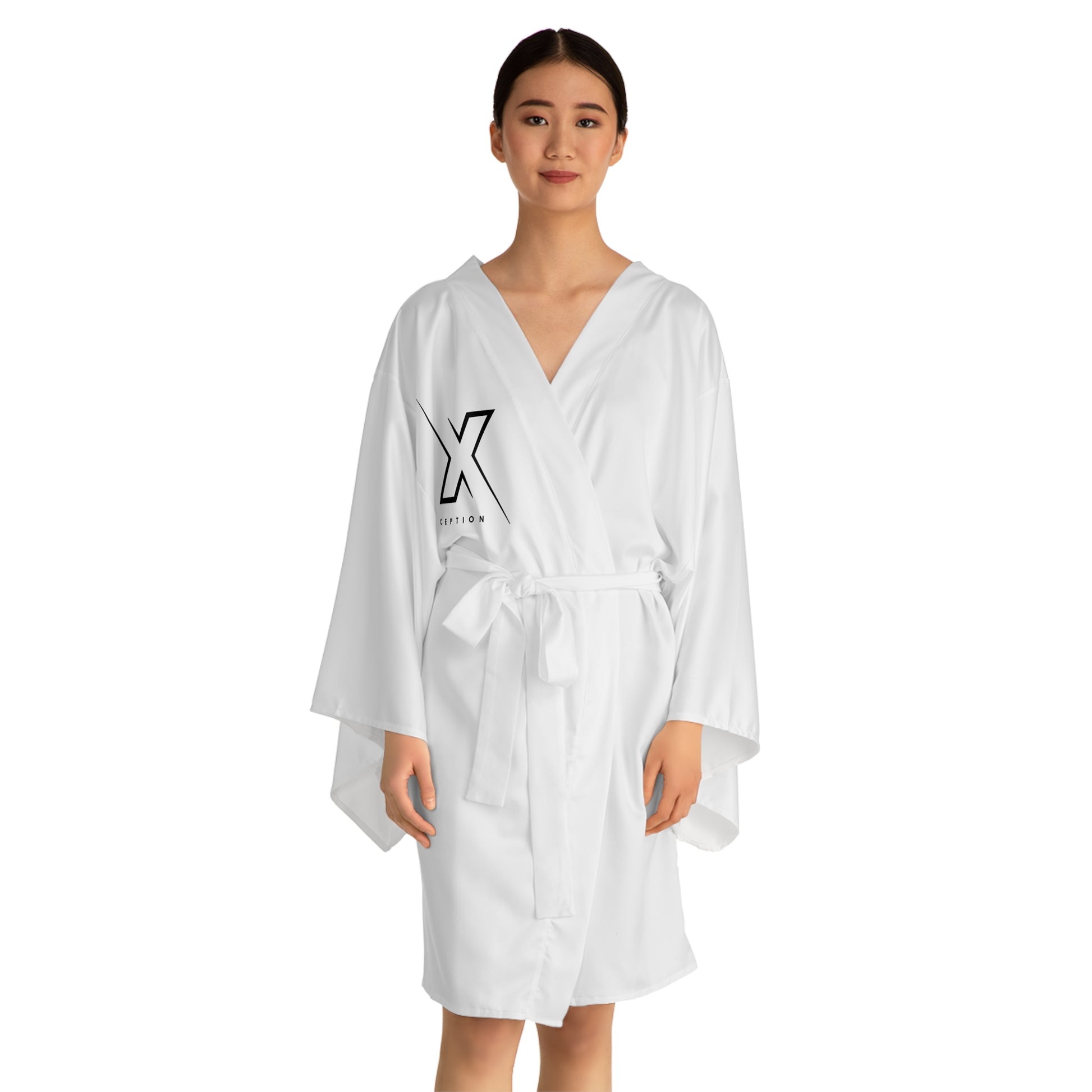 Élégant peignoir kimono à manches longues X-CEPTION, vêtement de détente léger, cadeau spa relaxant, style maison moderne, cadeau douillet pour elle