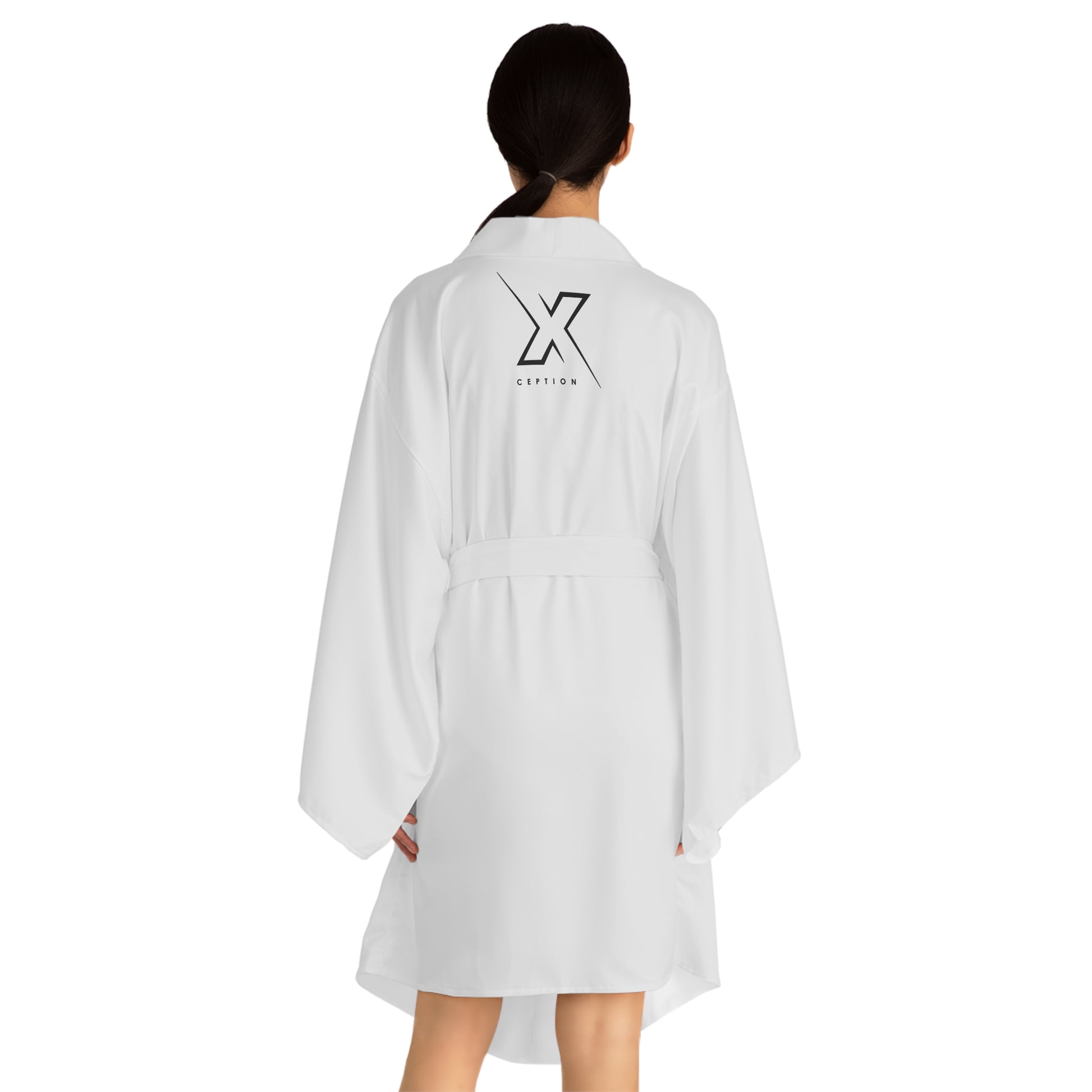 Élégant peignoir kimono à manches longues X-CEPTION, vêtement de détente léger, cadeau spa relaxant, style maison moderne, cadeau douillet pour elle
