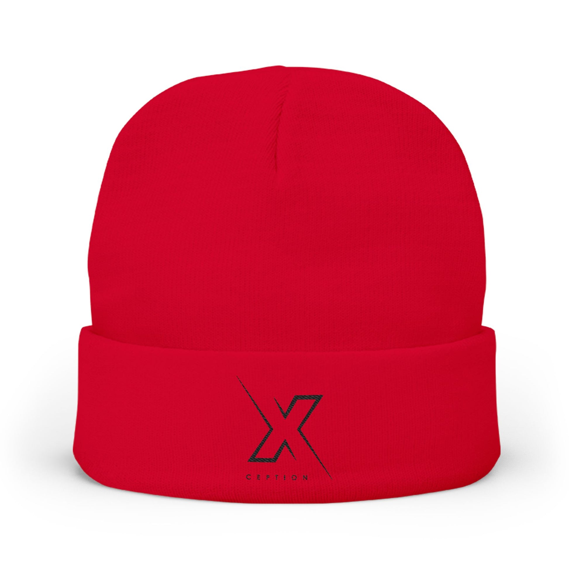 Bonnet tricoté X-CEPTION élégant avec motif brodé, bonnet d'hiver, couvre-chef confortable, cadeau pour lui/elle, accessoires d'extérieur, bonnet tendance