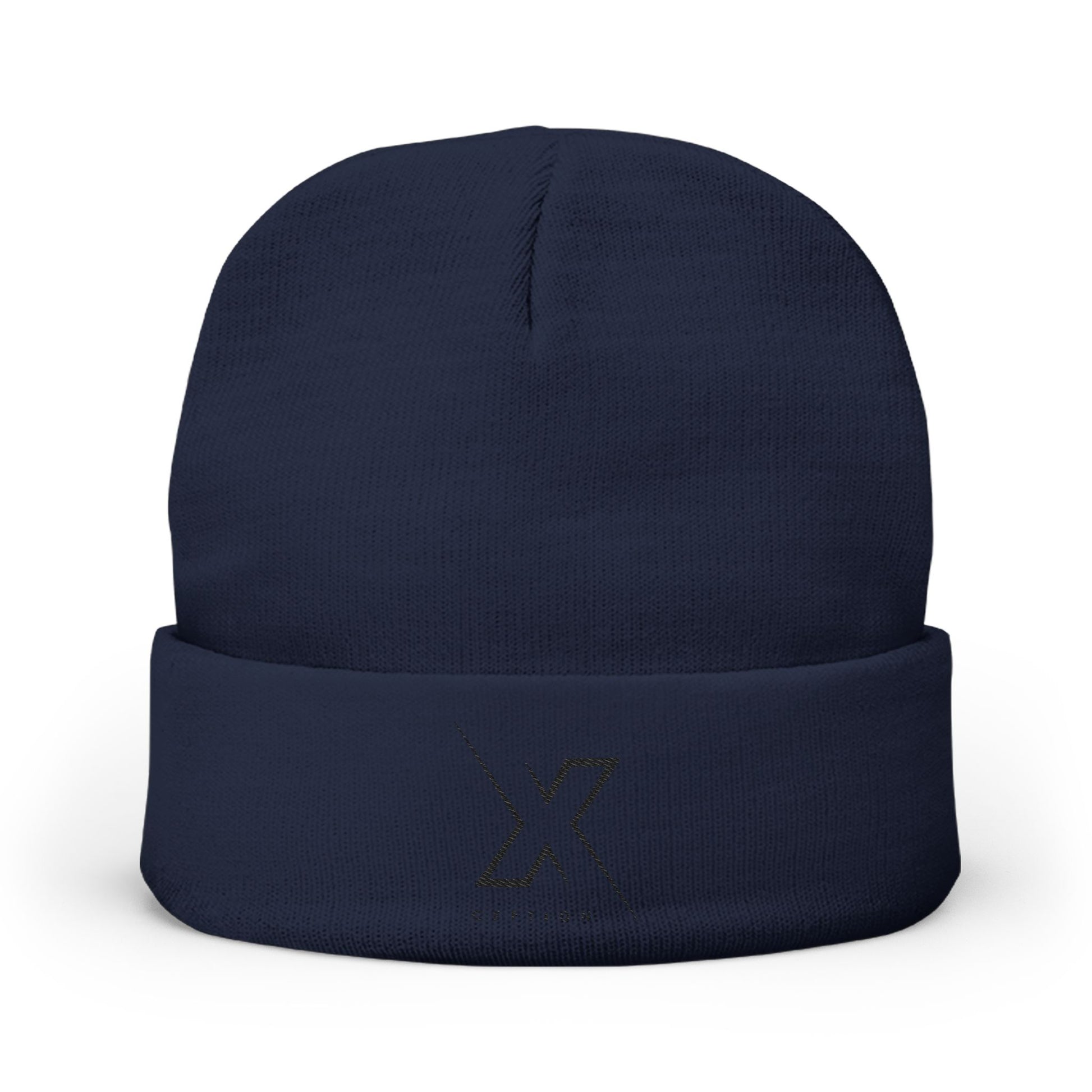 Bonnet tricoté X-CEPTION élégant avec motif brodé, bonnet d'hiver, couvre-chef confortable, cadeau pour lui/elle, accessoires d'extérieur, bonnet tendance