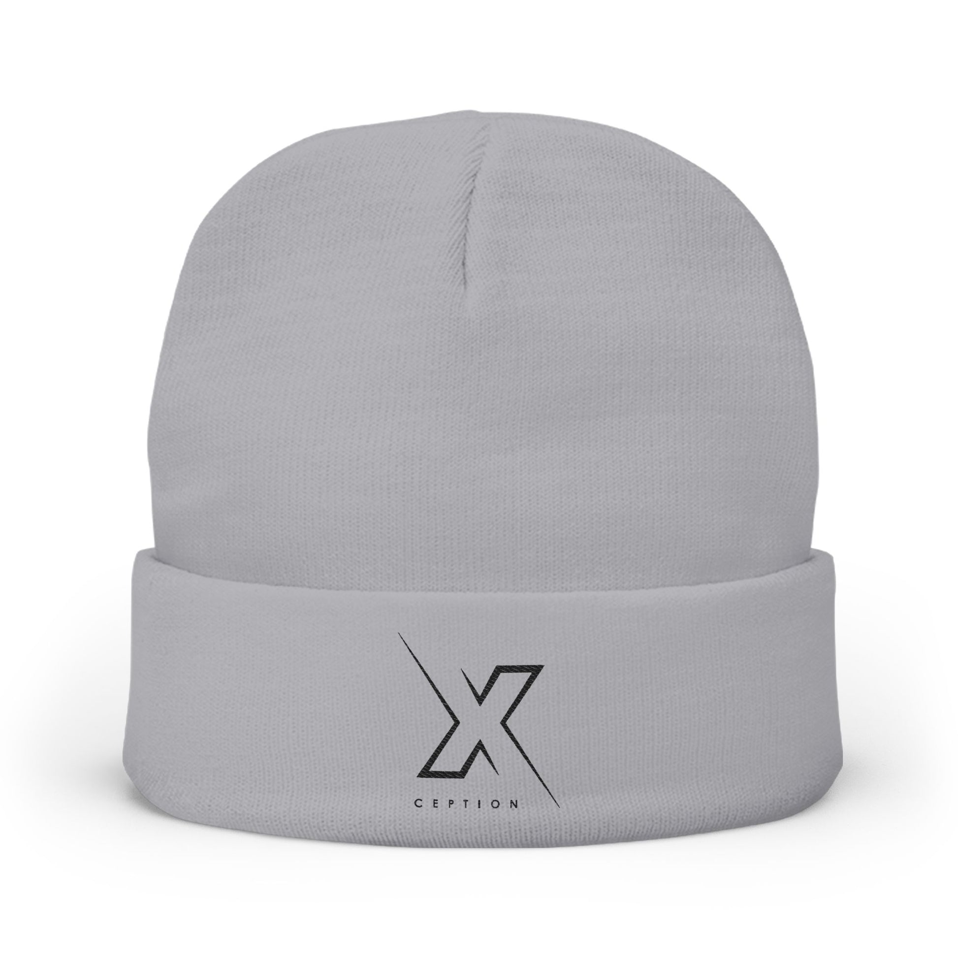 Bonnet tricoté X-CEPTION élégant avec motif brodé, bonnet d'hiver, couvre-chef confortable, cadeau pour lui/elle, accessoires d'extérieur, bonnet tendance